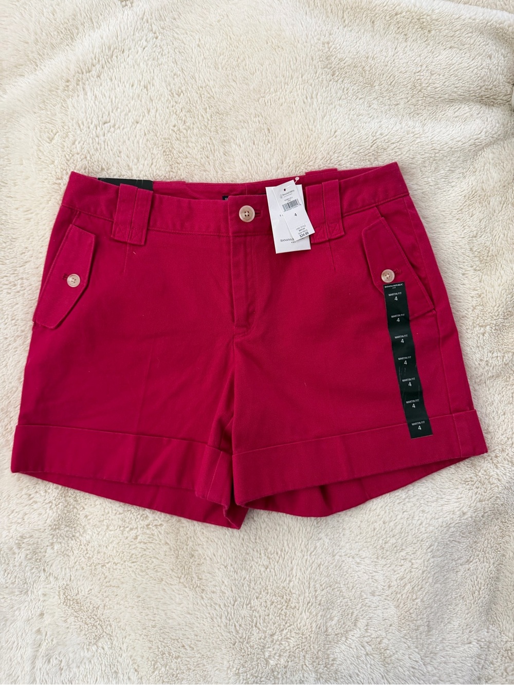 Banana Republic Raspberry Red Cuffed Bermuda Shorts